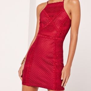 Red Square Neck Dress